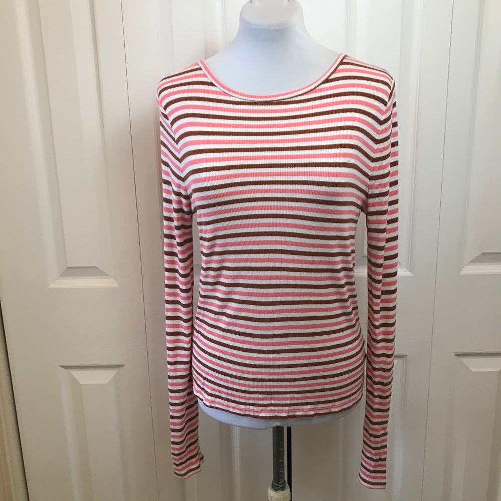 Prince & Fox Aeropostale Ribbed Pink Brown L/S Top
